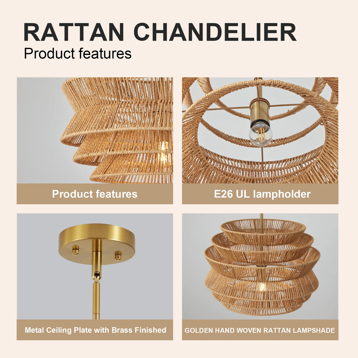 Adlewick Woven Rattan Ceiling Light