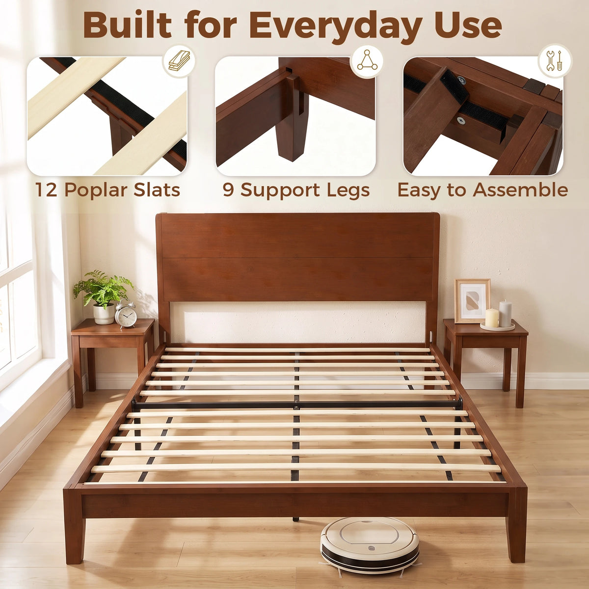 Bambelle open slat base showing poplar slats and supporting legs