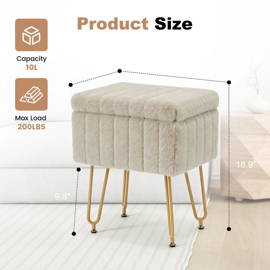 Ariaarc Faux-Fur Storage Ottoman