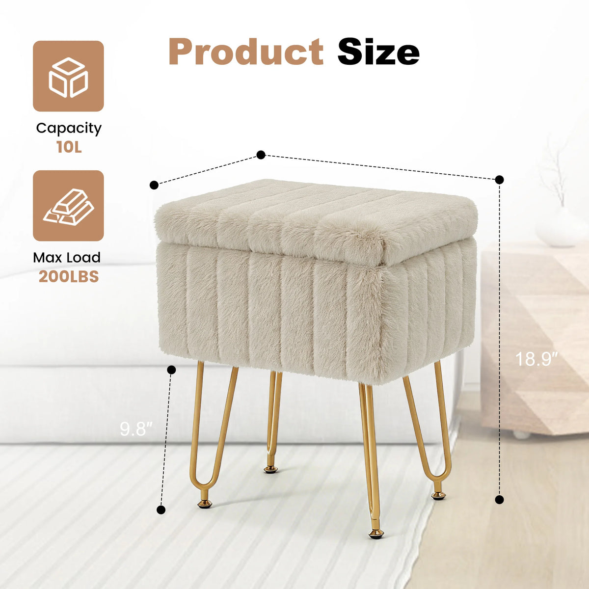 Ariaarc Faux-Fur Storage Ottoman