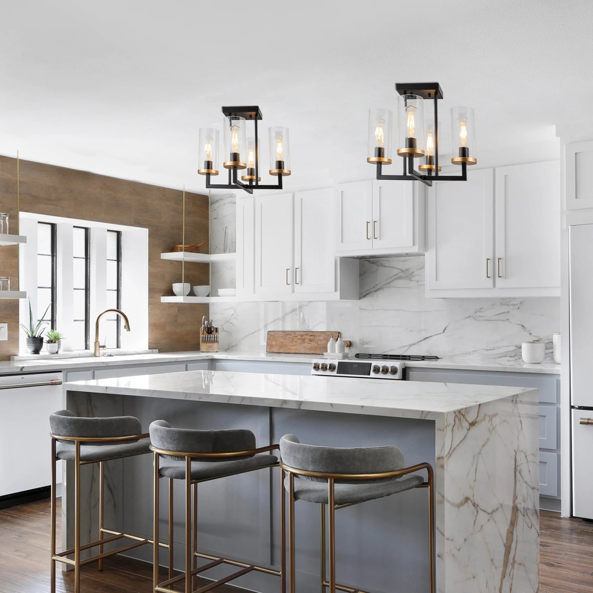 Avelin 4-Light Black Foyer Pendant