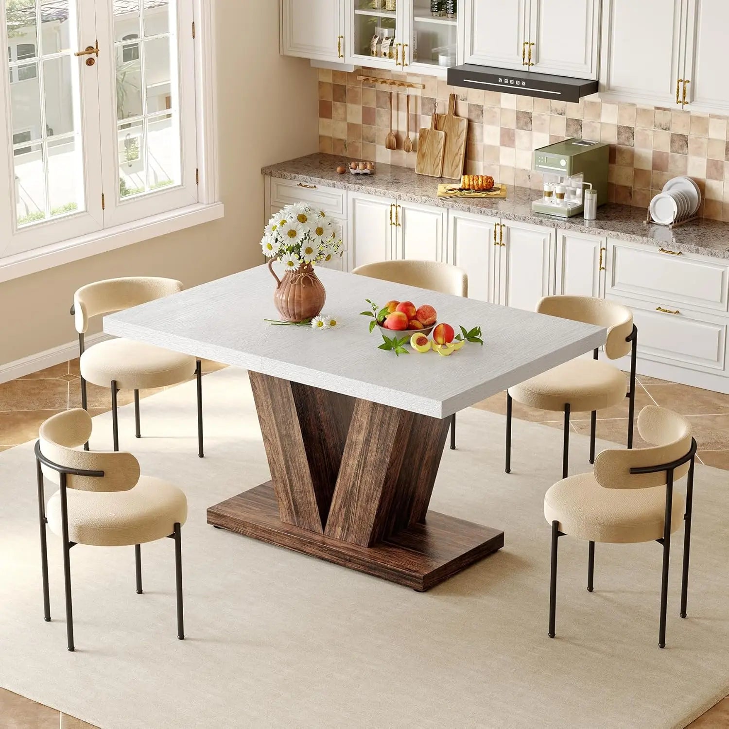 Prescott V-Pedestal Dining Table