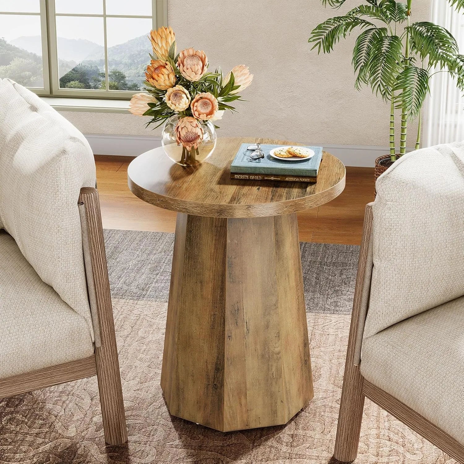 Round Farmhouse End Table