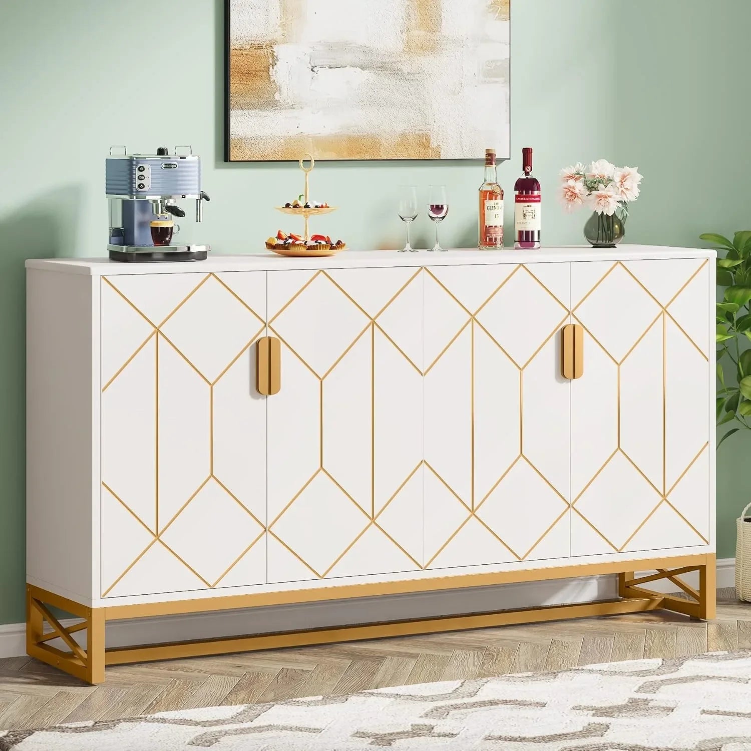Jasmine Sideboard Cabinet with Gold Accents