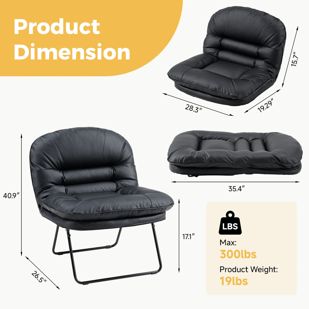 Sorel Foldable Faux Leather Lounge Chair