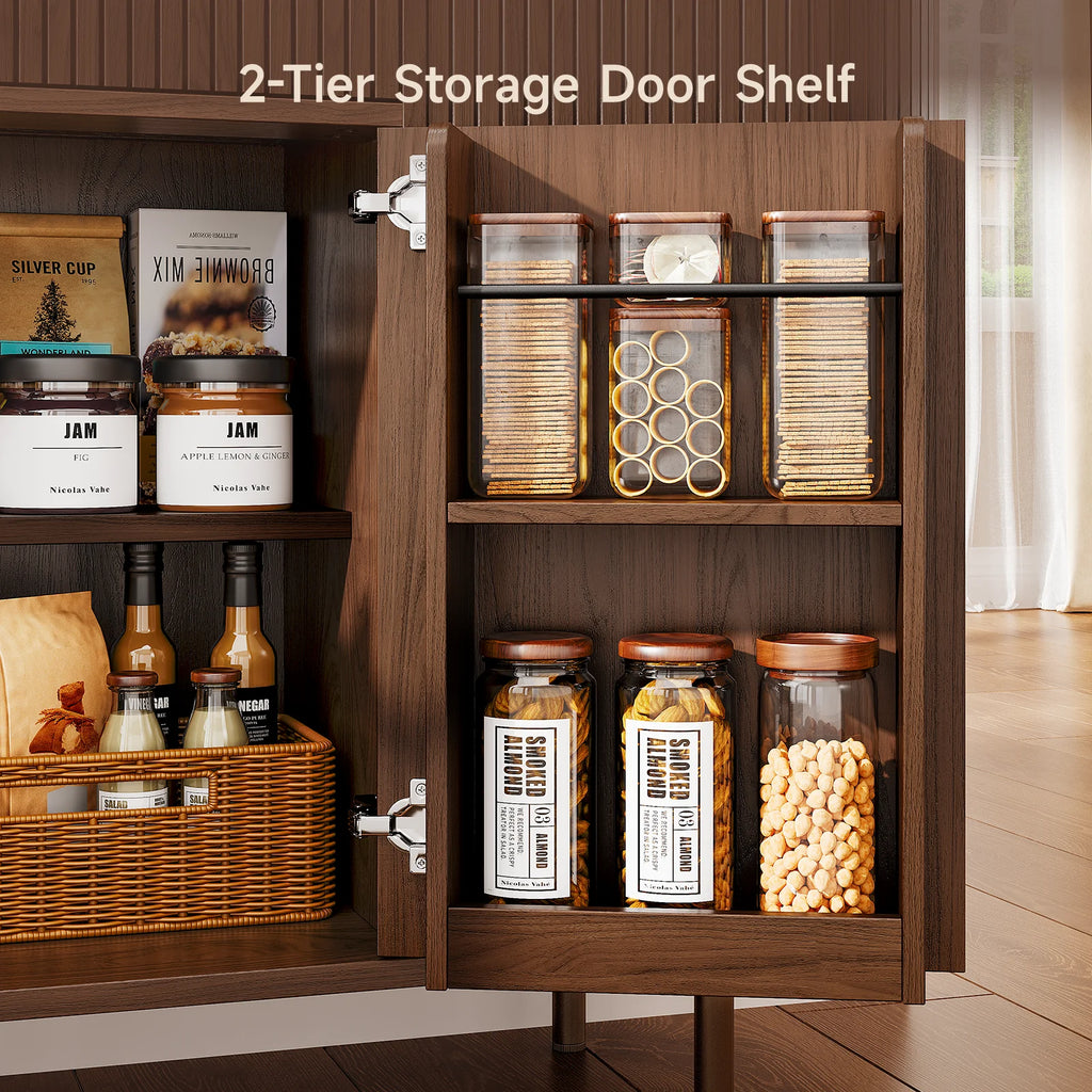 Cindersong two-tier storage rack mounted inside a hinged center door