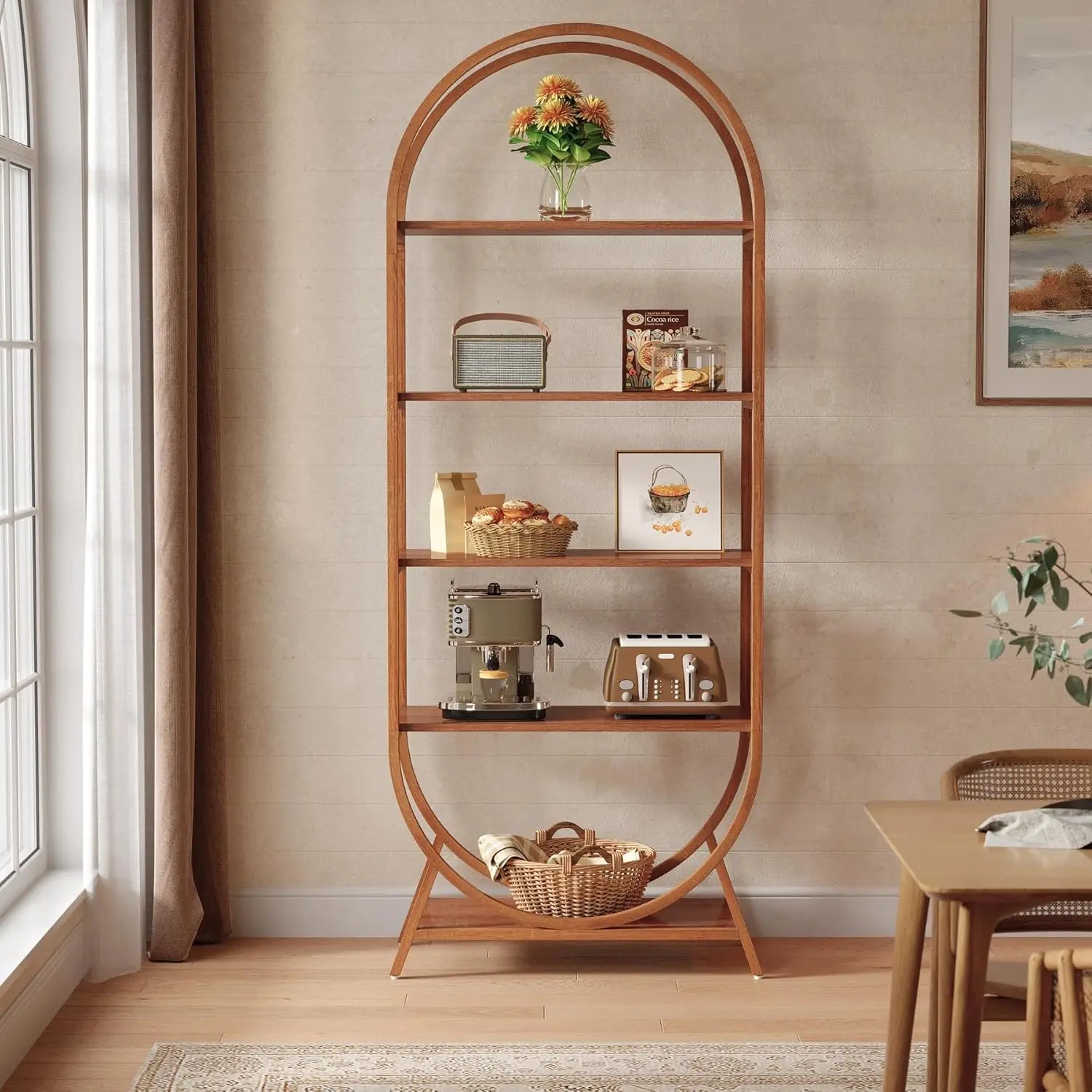 Arched 5-Tier Open Bookshelf