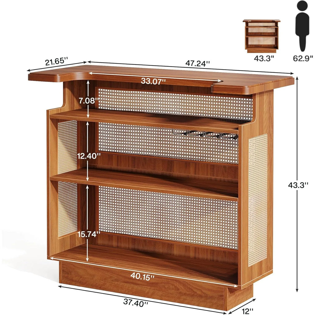 Wooden shelf with dimensions labeled on a white background