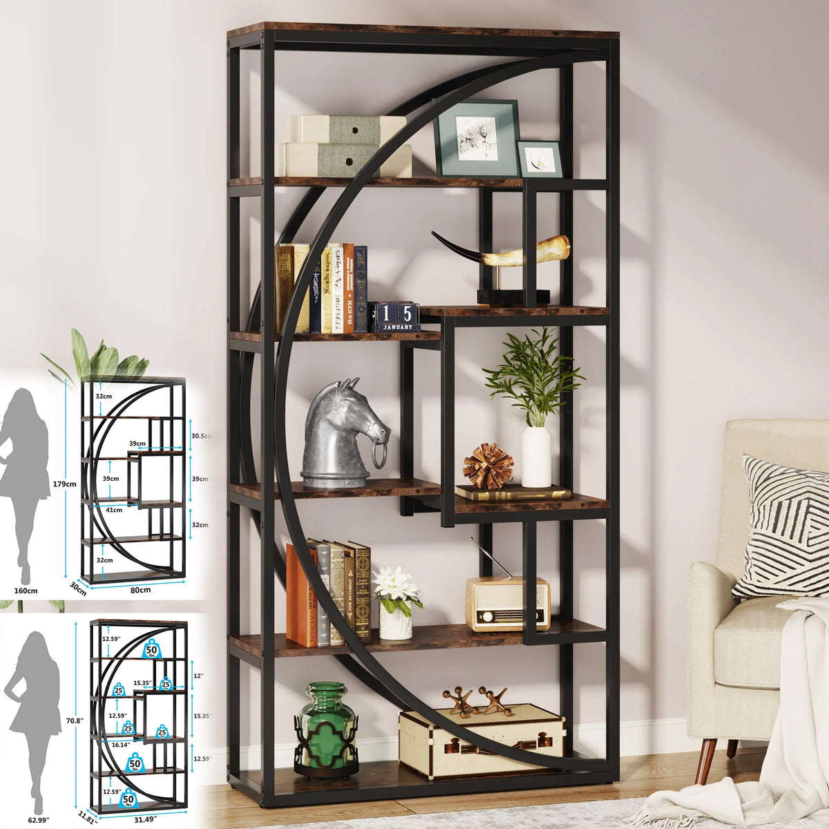 Zola Half-Moon Etagere Bookcase