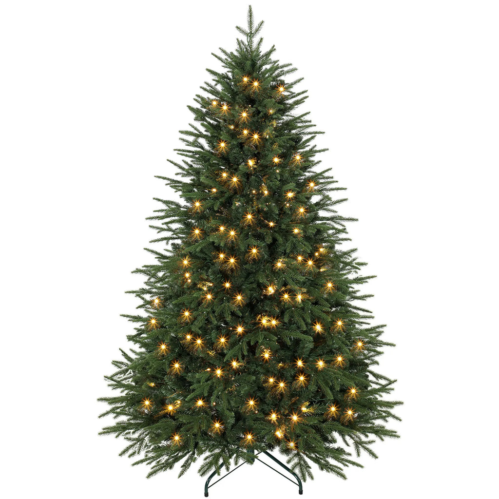 Widepine broad green pre-lit Christmas tree with warm white LED lights