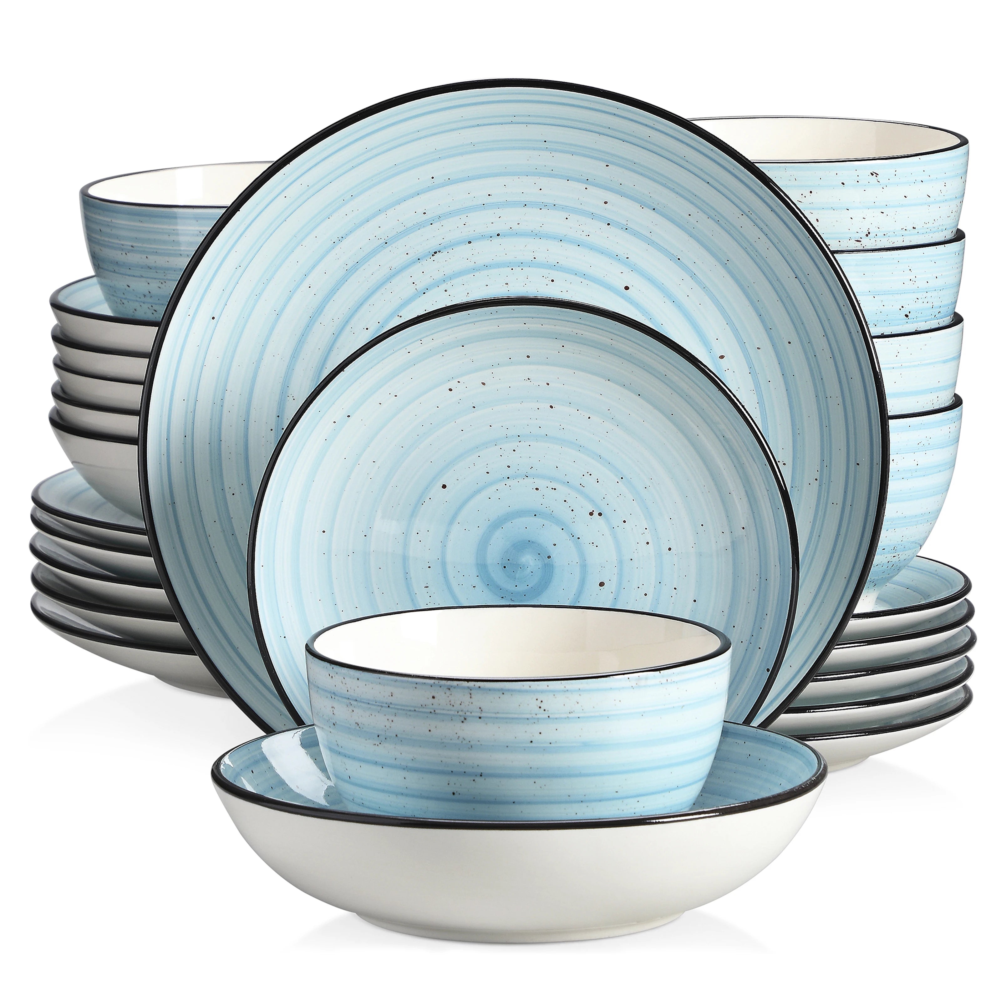 VANCASSO Bonbon Blue Stoneware Dinnerware Set – 24/48 Pieces