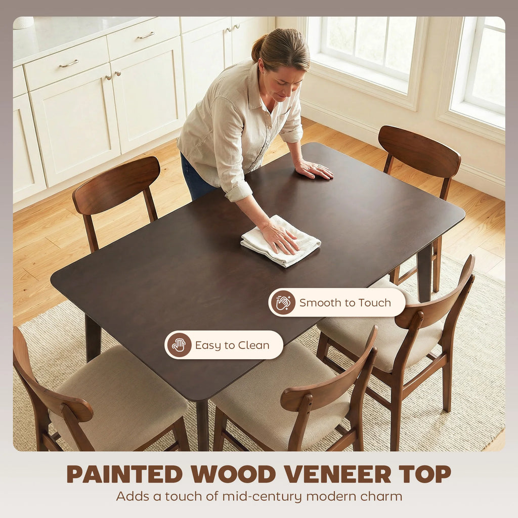 Larknote painted wood-veneer tabletop shown being wiped with a cloth