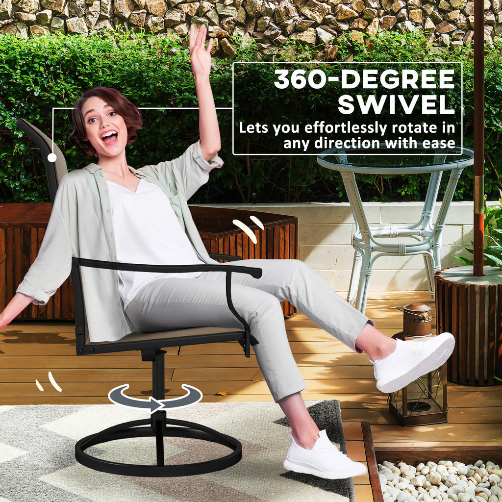 Mistrielle Swivel Patio Chairs, Set of 2 - Brown