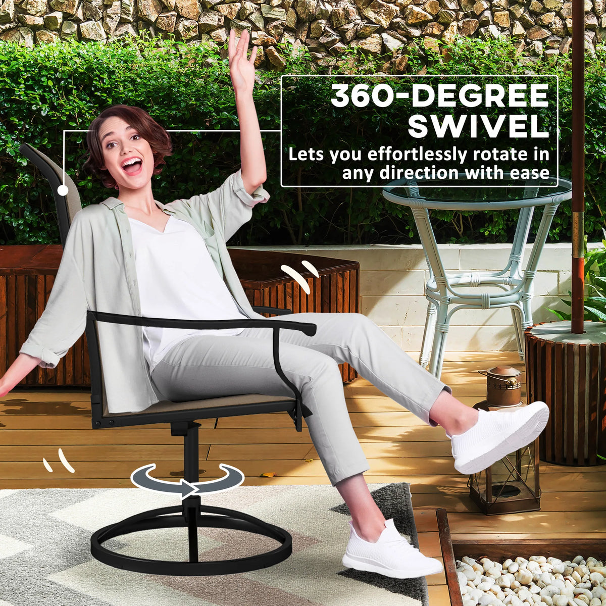 Mistrielle Swivel Patio Chairs, Set of 2 - Brown