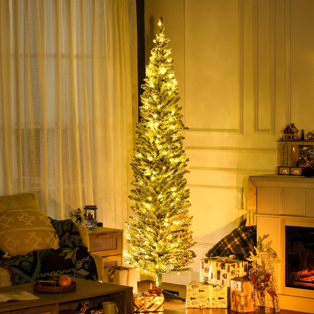 Greenbeam pre-lit pencil Christmas tree displayed in an indoor holiday setting
