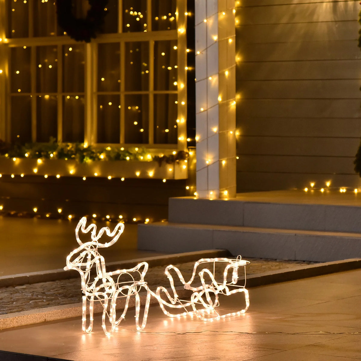 Yulehaven LED Reindeer and Sleigh