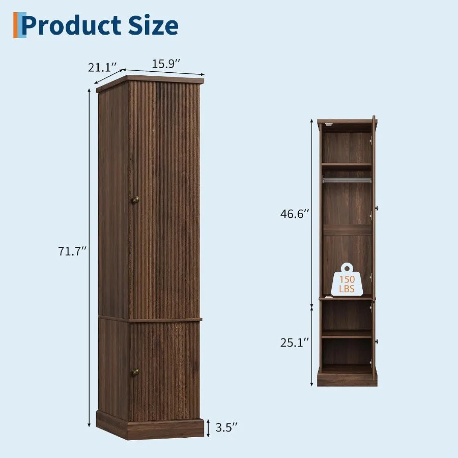 Wardrobe size drawing showing a 46.6-inch upper section, 25.1-inch lower section, and 3.5-inch base detail.