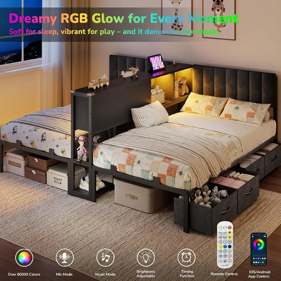 Adjustable RGB divider lighting with app and remote illustrated