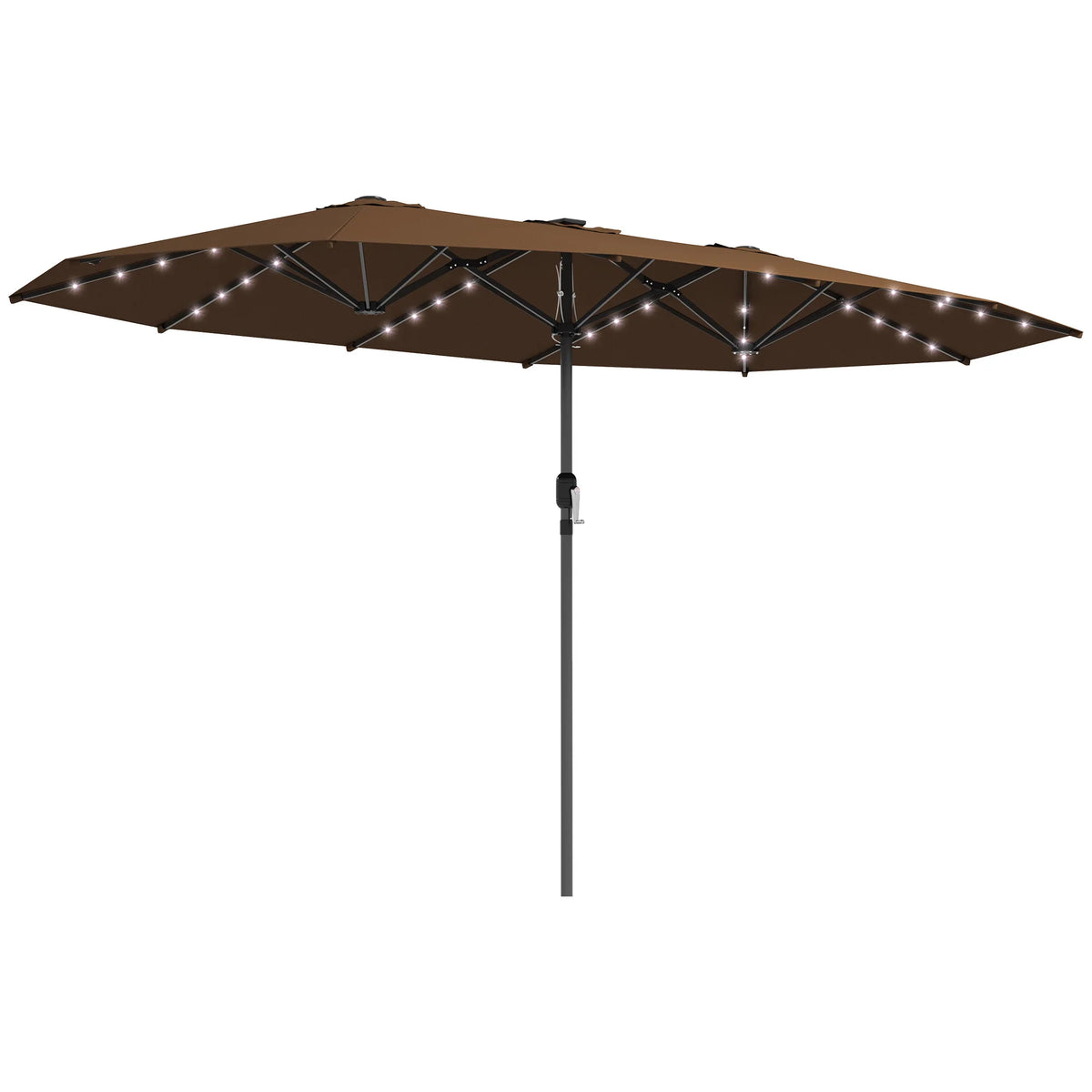 Virello 15' Solar LED Double-Sided Patio Umbrella – Coffee