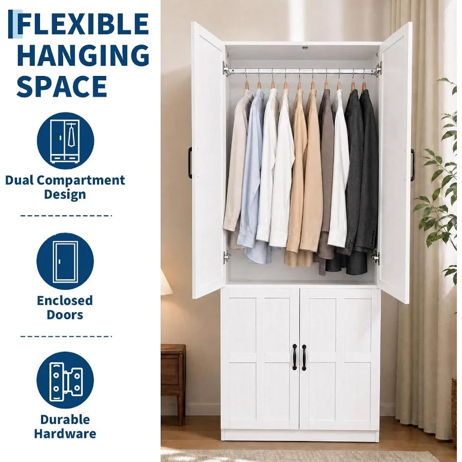 Upper hanging compartment behind two white paneled doors