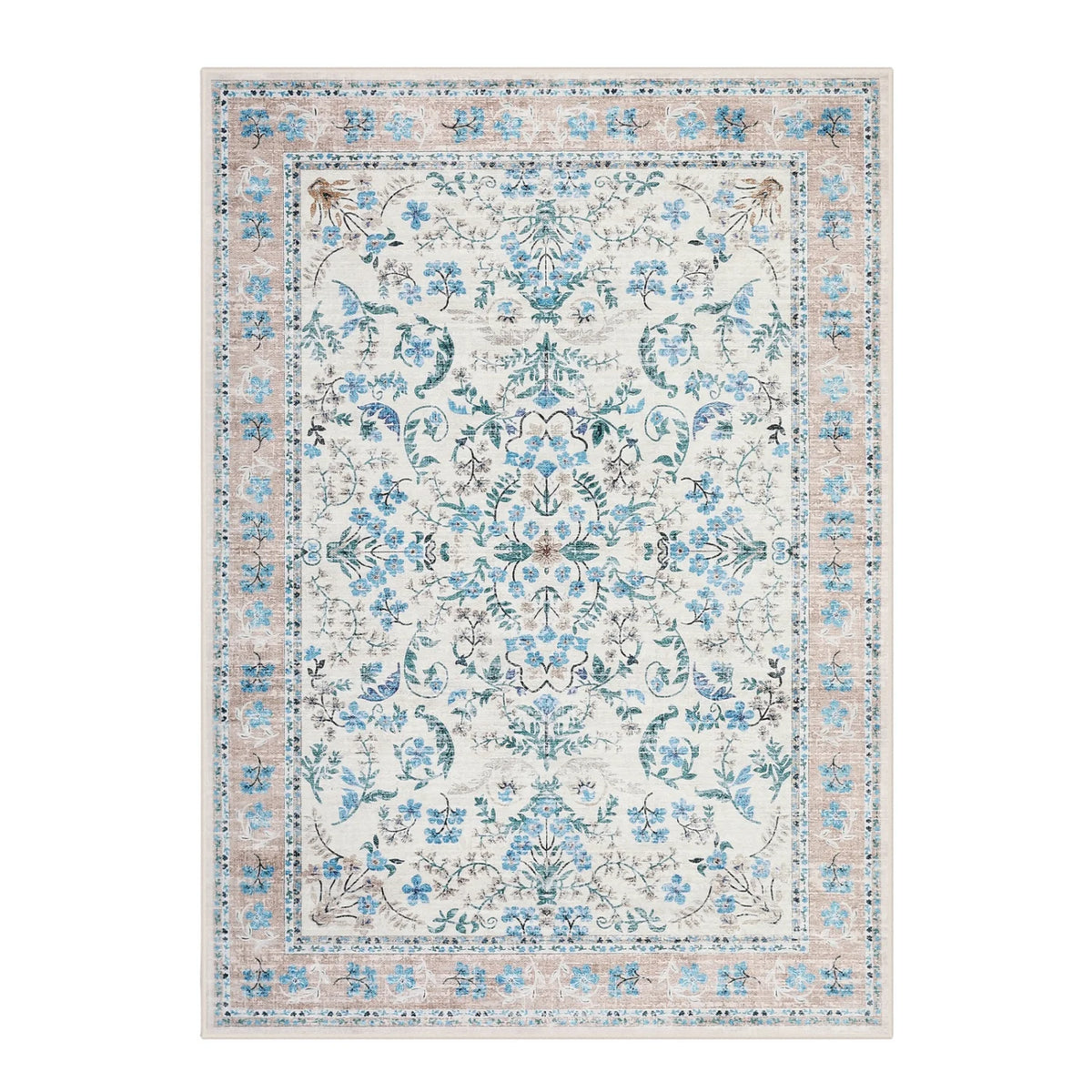 Meadowlark Blue floral area rug product view