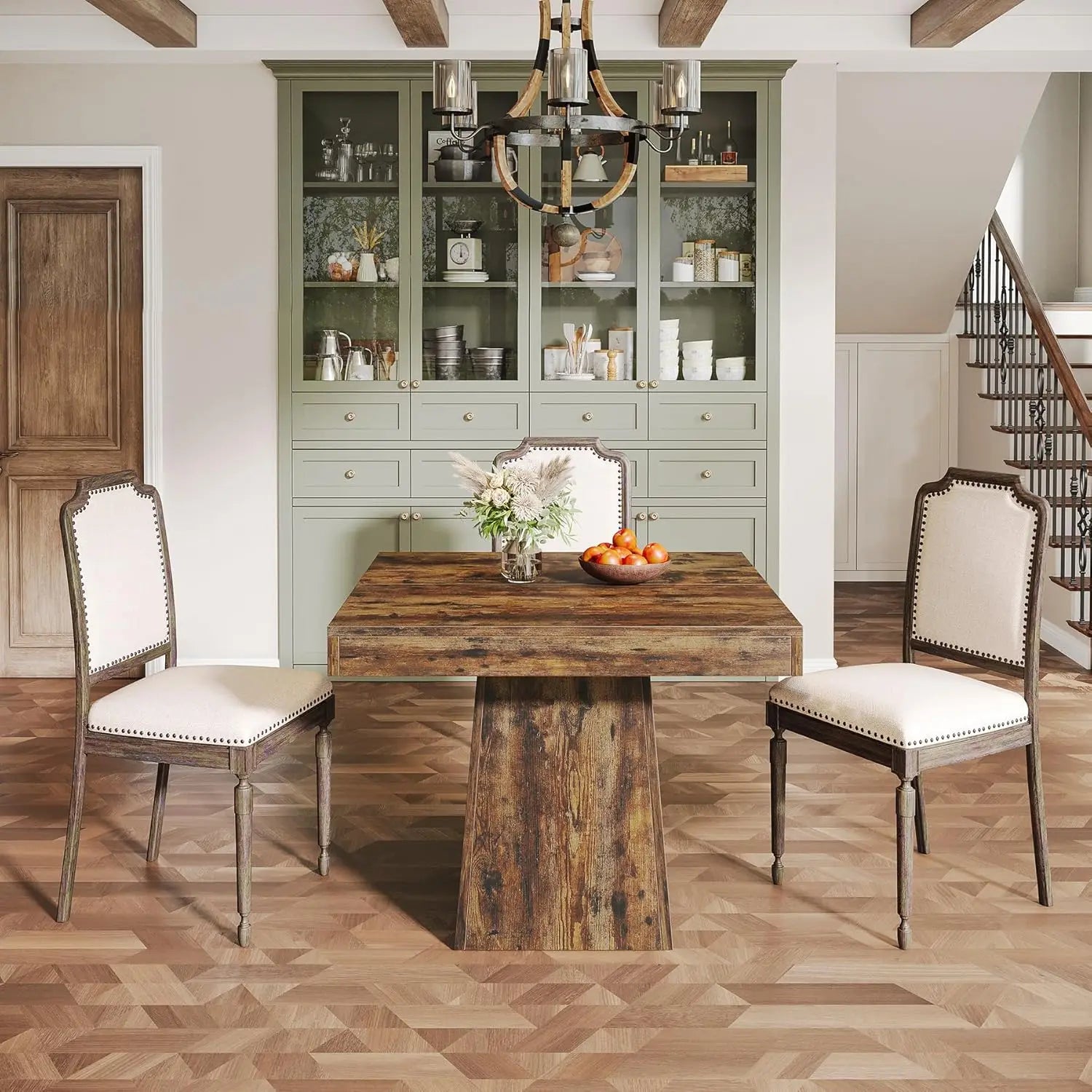 Square Dining Table with Pedestal Base