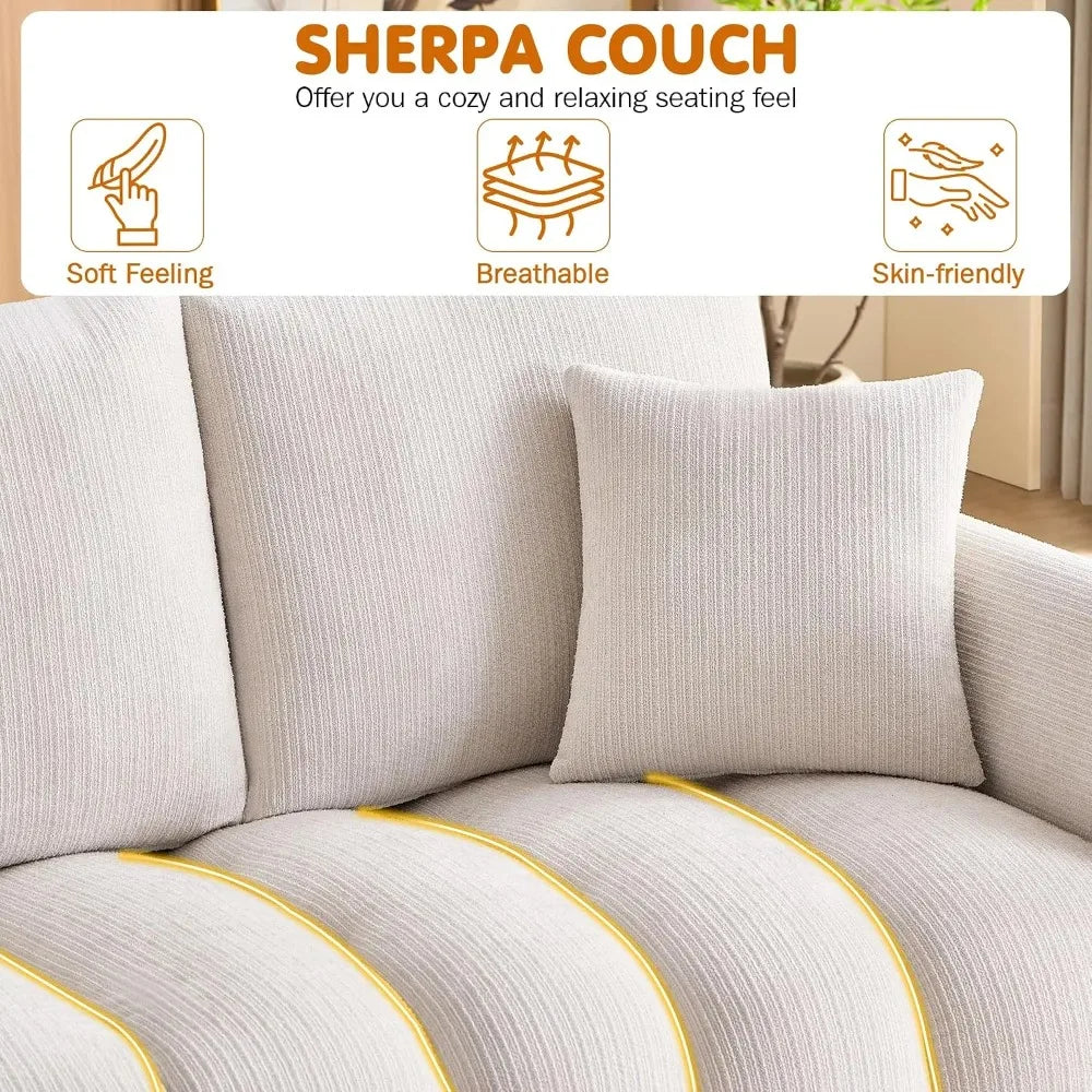 Close-up of Loftelle Beige upholstery, back cushion and matching pillow.