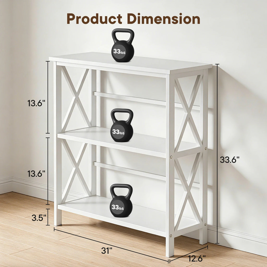 Waverly X-Frame Three-Tier Bookcase