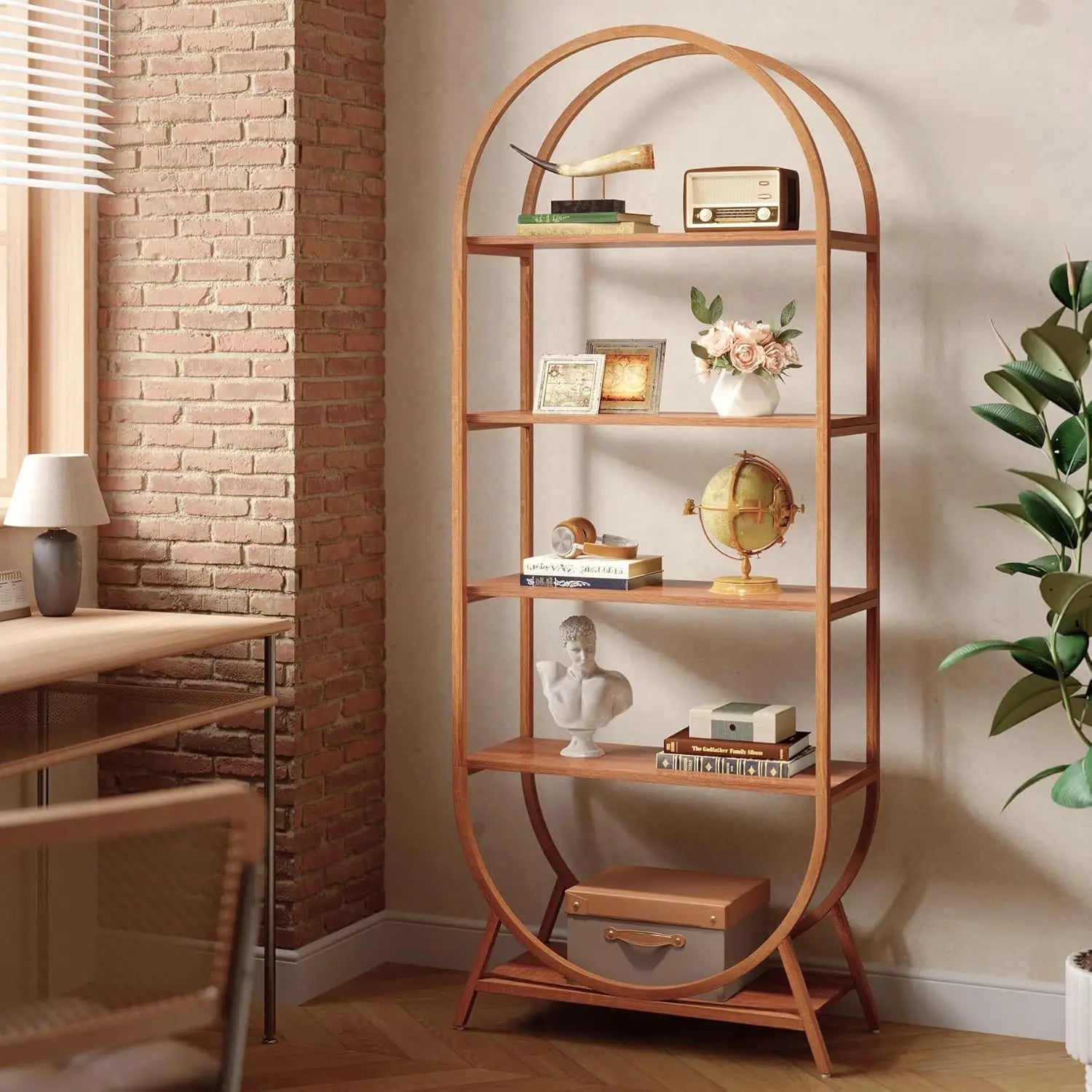 Arched 5-Tier Open Bookshelf