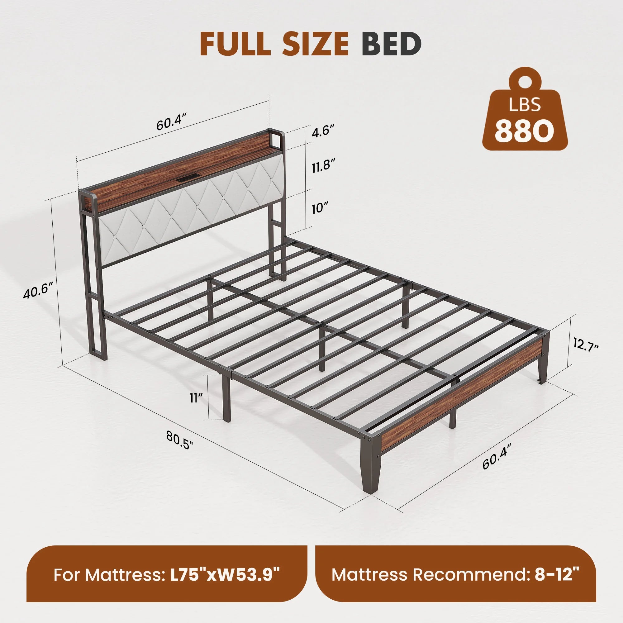 Corbett Metal Platform Bed with Charging Headboard