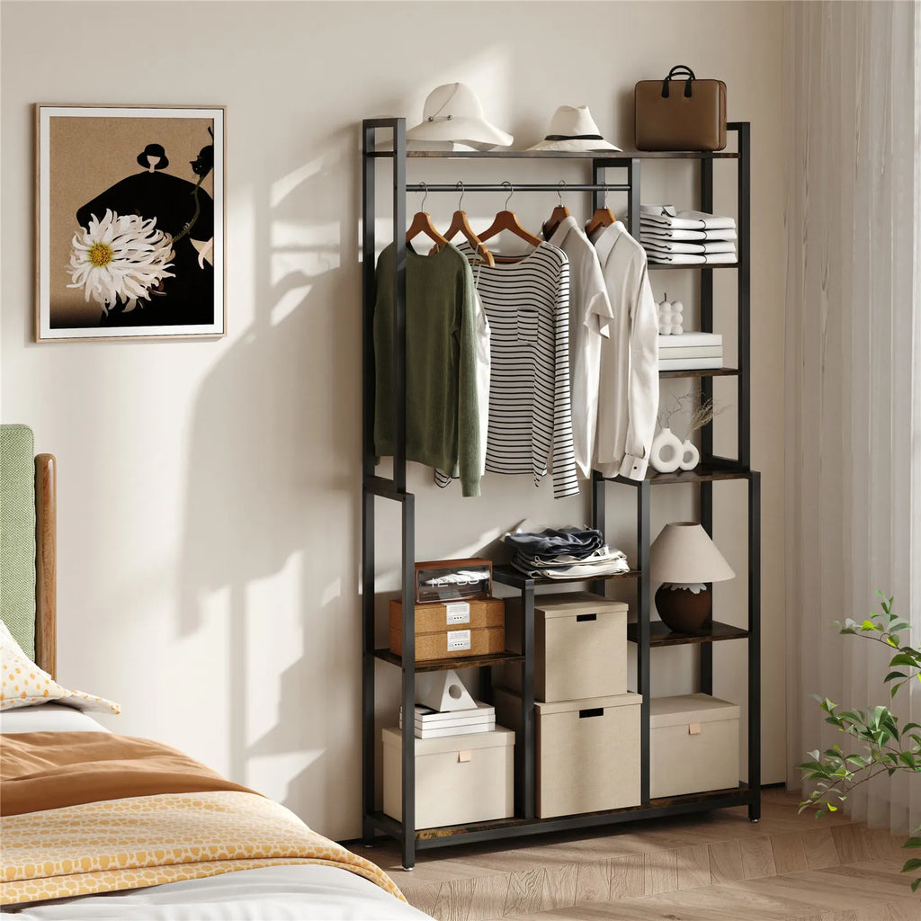 Redford Garment Rack with Display Shelves