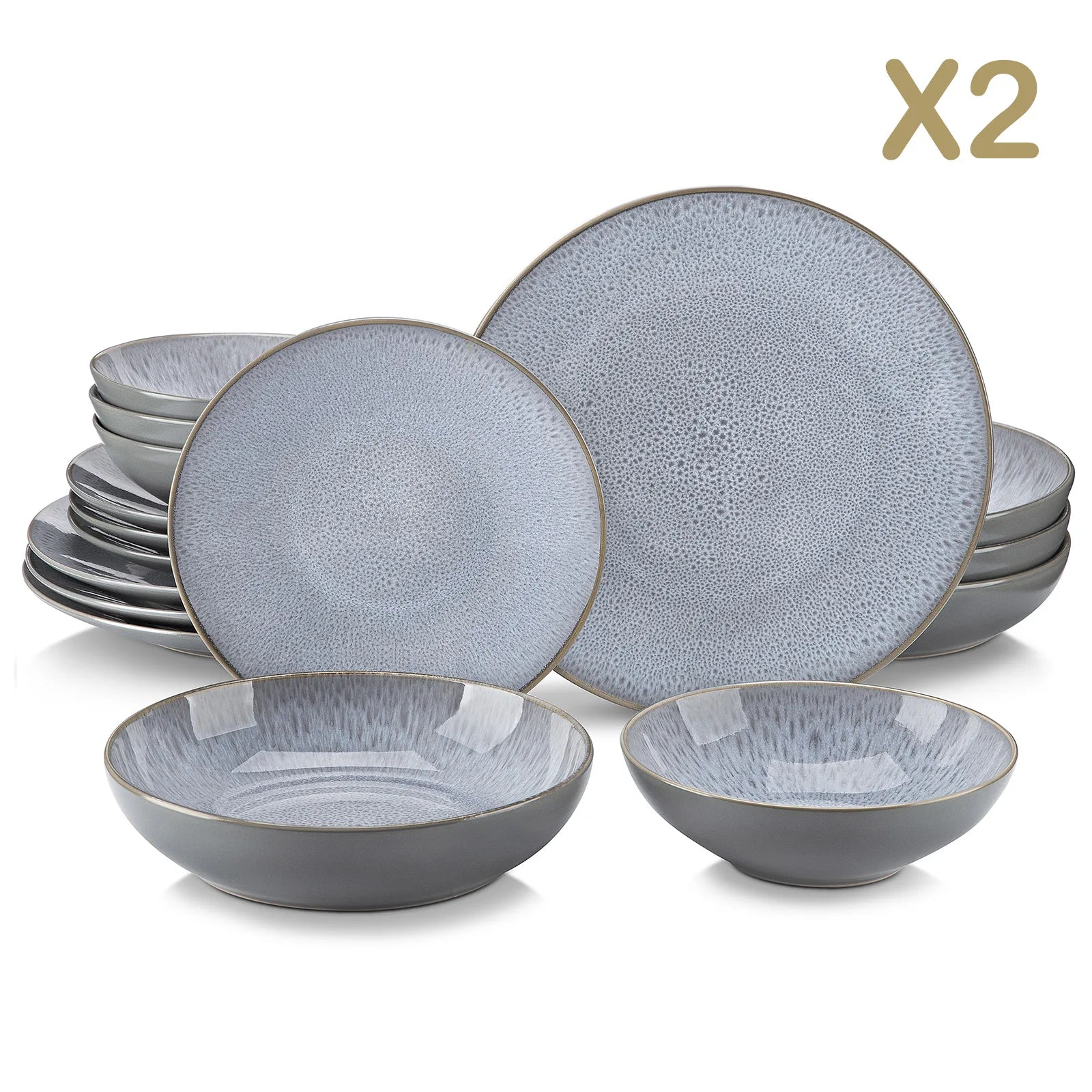 VANCASSO KARST Embossed Gray Stoneware Dinnerware Set