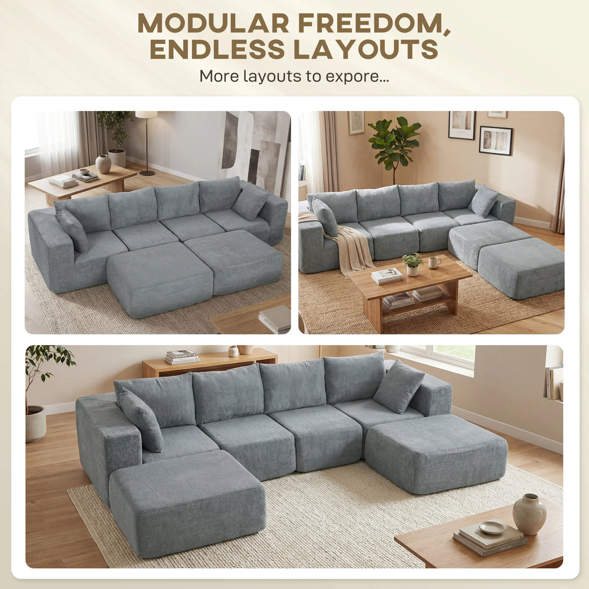 Alternate Valegrove modular layout graphic with two movable ottomans