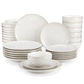 MALACASA Lydia Antique White Stoneware Dinnerware Set