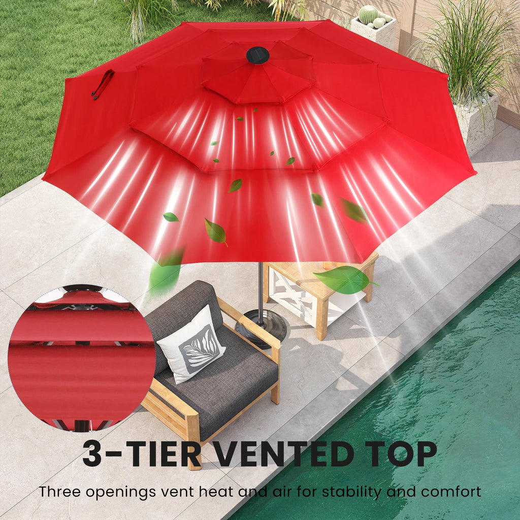 Marigoldrise Solar LED Patio Umbrella