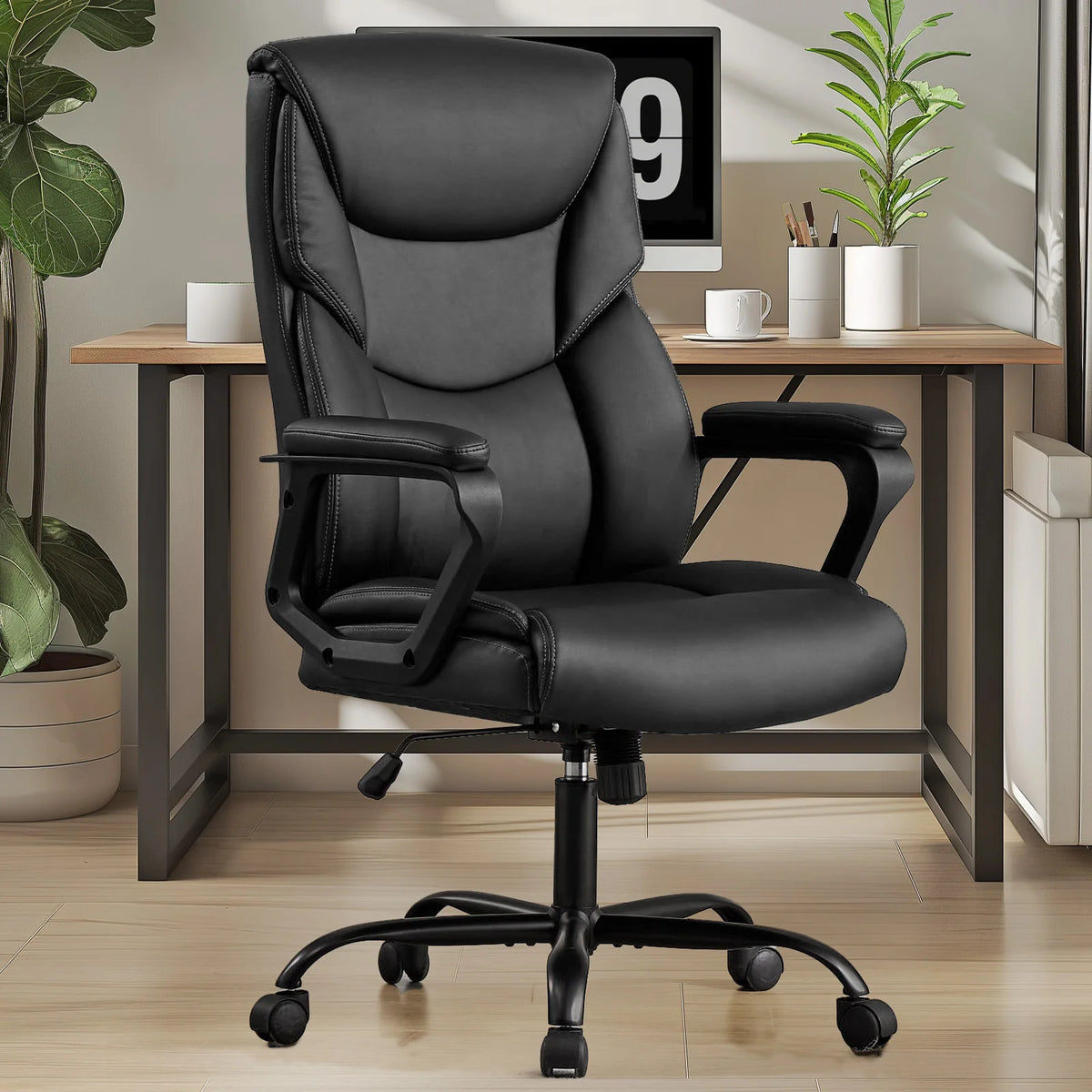 Opalline PU Leather Office Chair with Flip-Up Arms