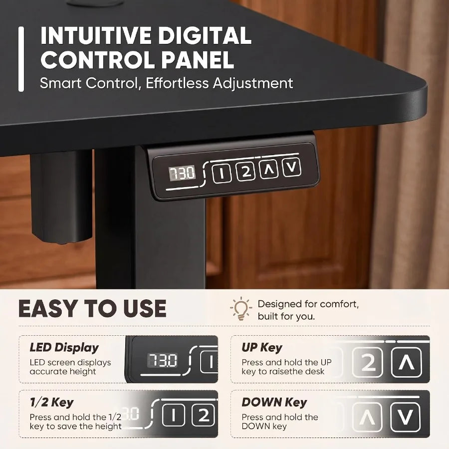 Close-up of two programmable height buttons and manual lift controls