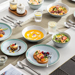 Load image into Gallery viewer, VANCASSO Pluvo Spring Series Stoneware Dinnerware Set – Green Trim, 16/32/48 Pieces
