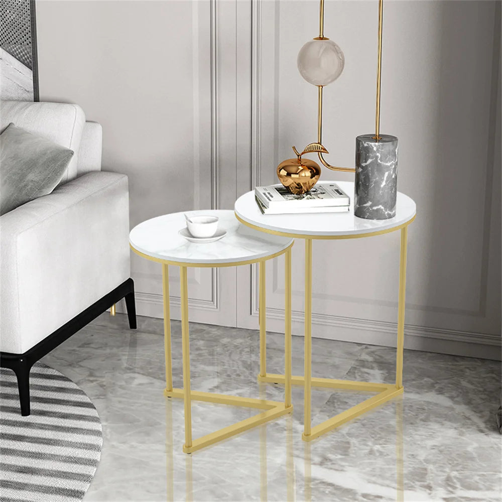 Cambria Marble & Gold Nesting Tables