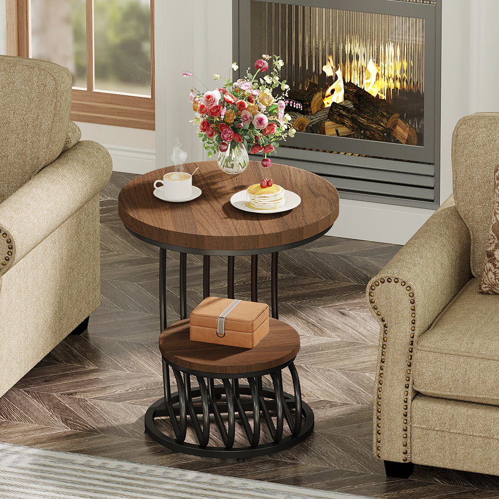 Tavio Curved 2-Tier End Table
