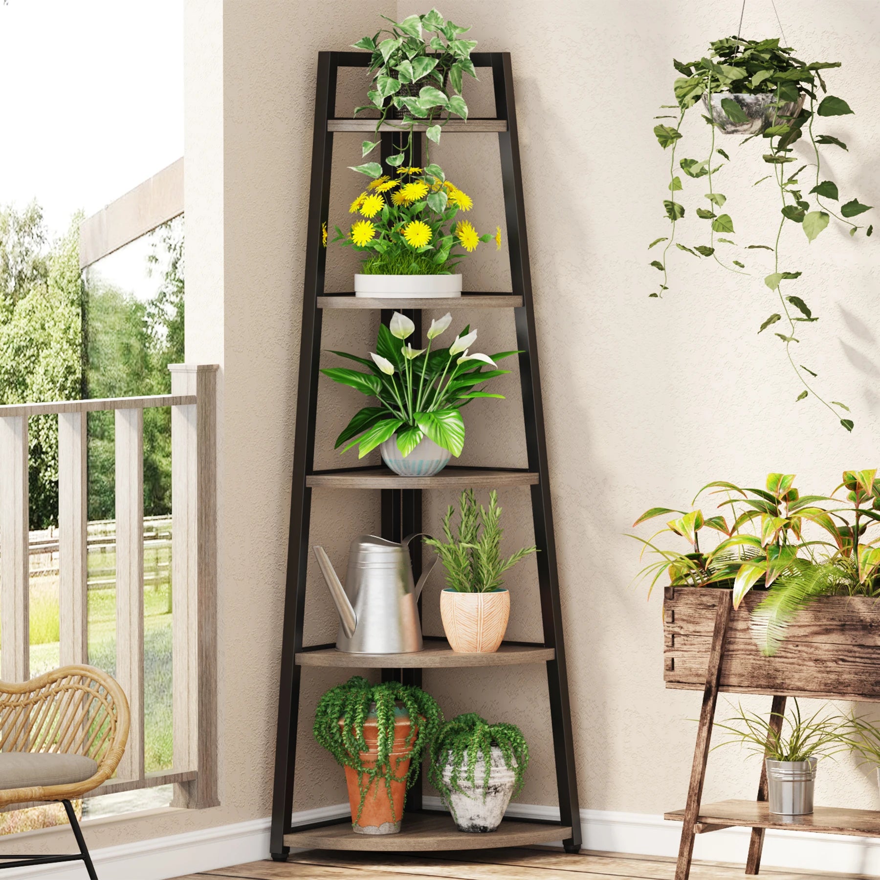 Bastien Five-Tier Corner Ladder Shelf