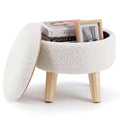 Mirelle Small Round Bouclé Storage Ottoman