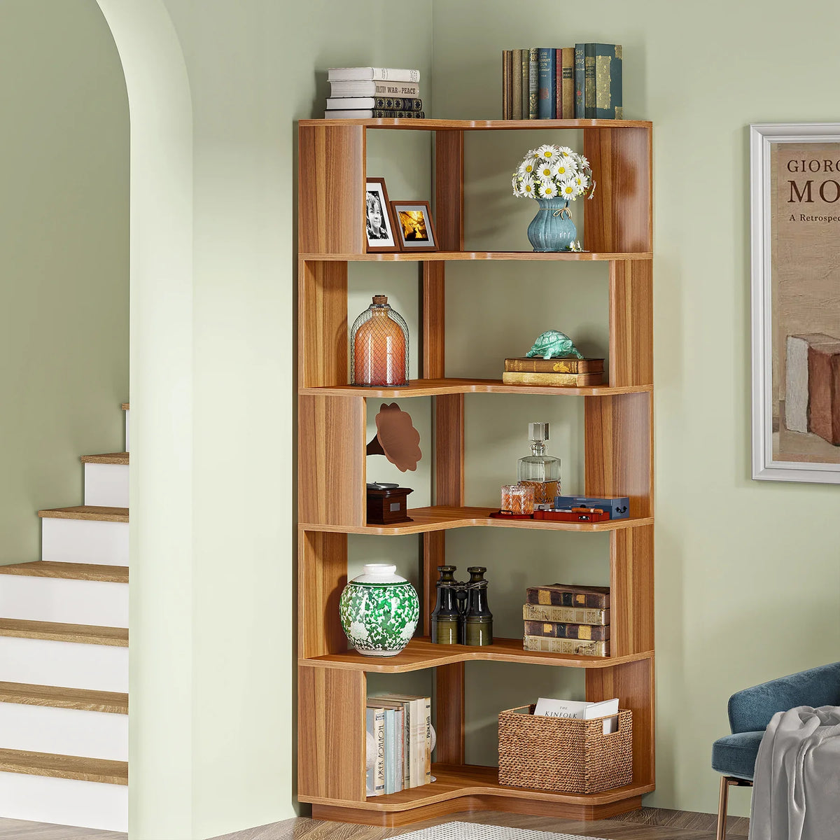 Hazelsong 6-Tier Corner Bookcase