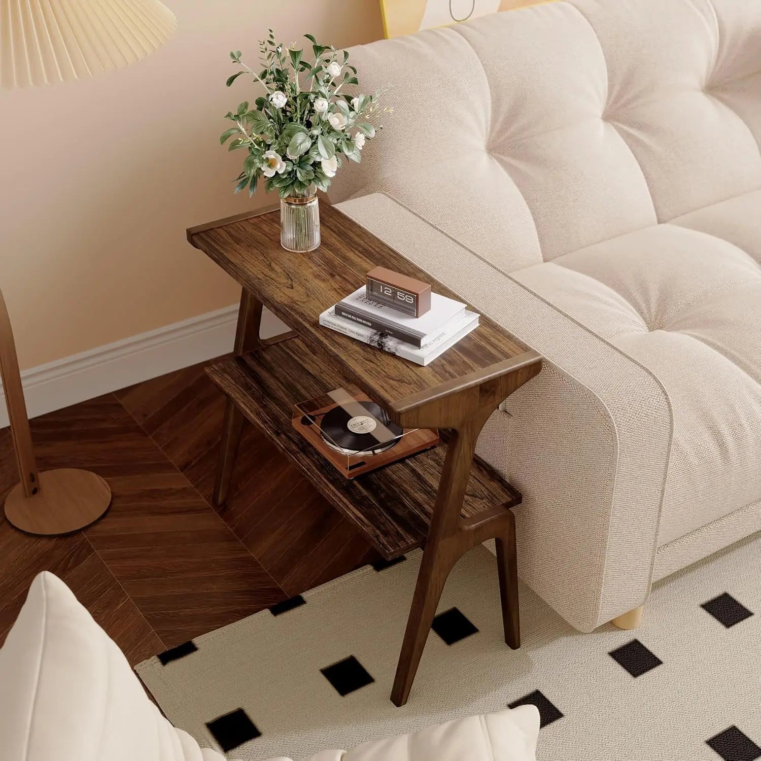 Solid Wood Two-Tier End Table