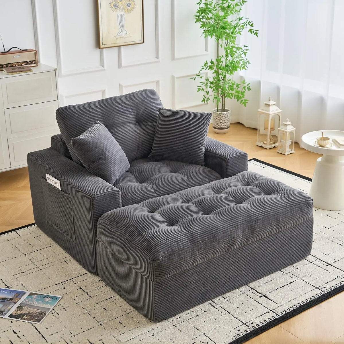 Ashby Oversized Corduroy Chaise Lounge