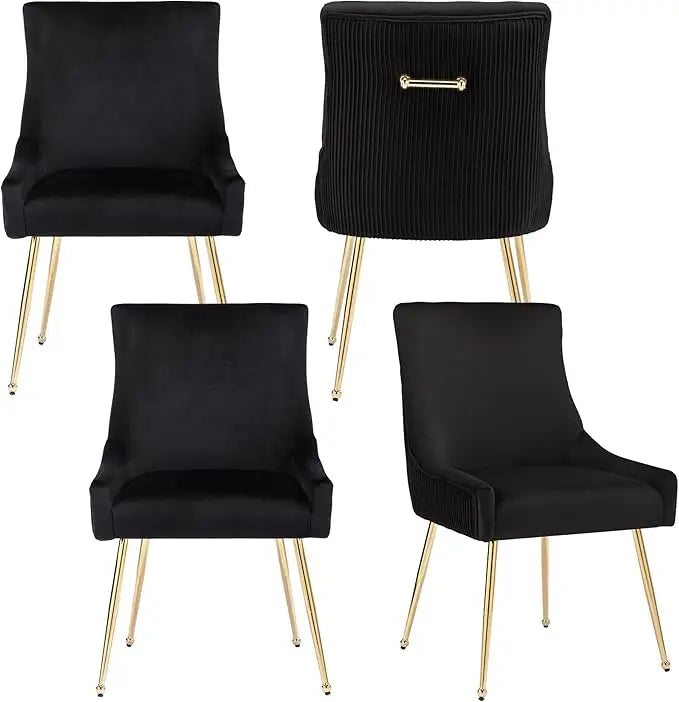 Celeste Velvet Dining Chairs with Gold Legs – Set of 4