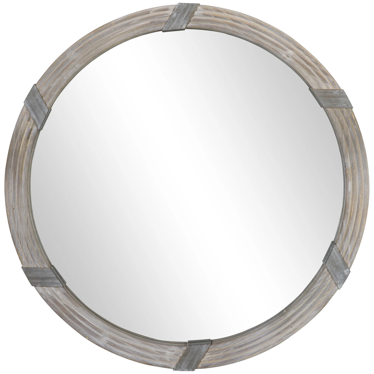 Lioren Round Wood Wall Mirror