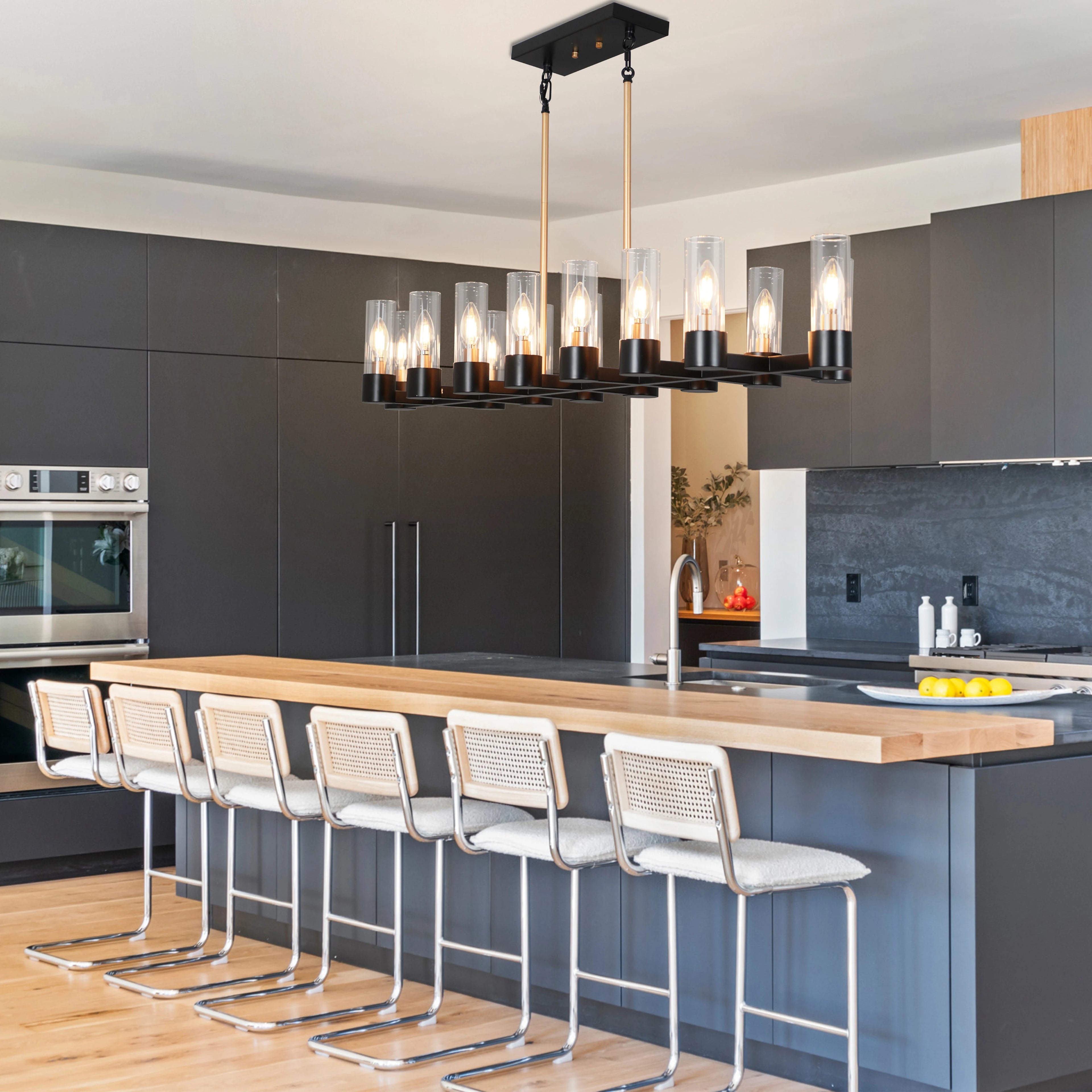 Caspian Black Linear Island Pendant
