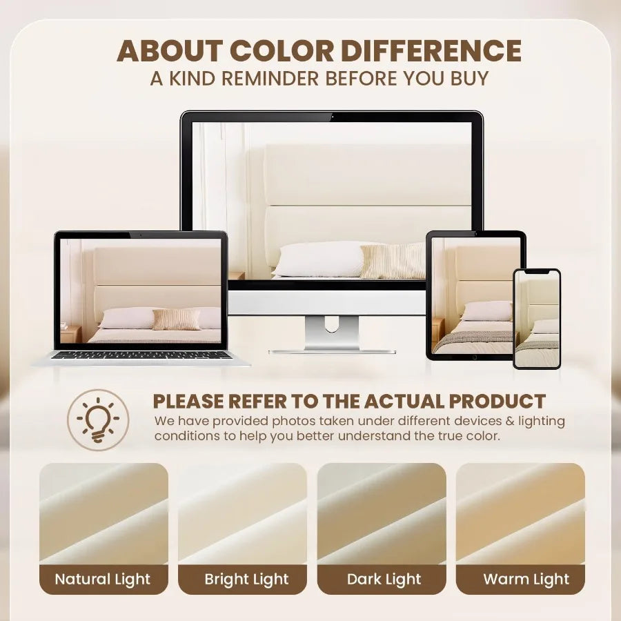 Illustration of beige fabric color shifts across lighting conditions