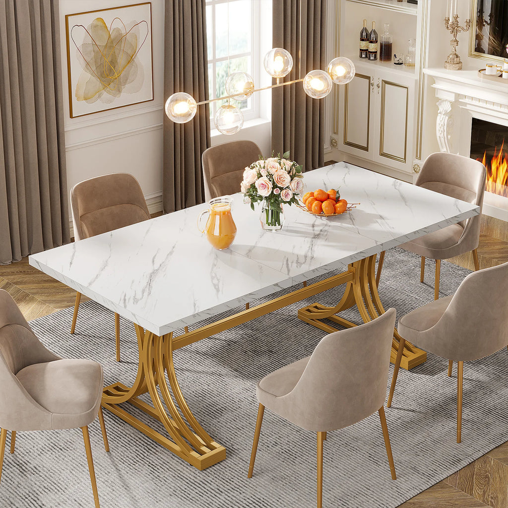 Aureum Faux Marble Dining Table